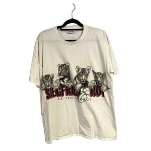 Vintage 90's Men's Siegfried & Roy Tiger‎ Cubs Print White T-Shirt Size XL